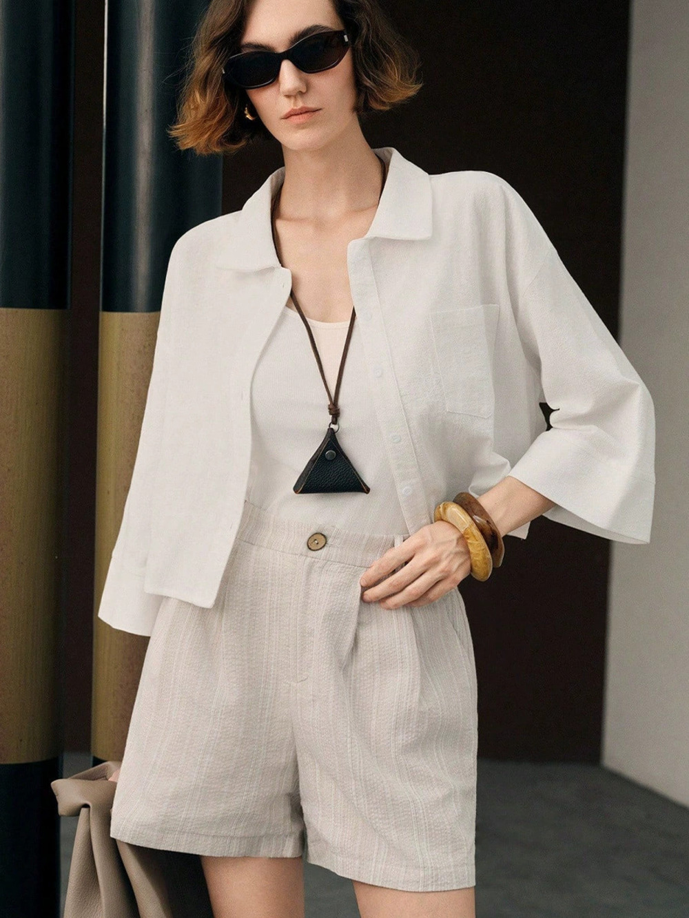 ZARA Womens Fashion Cotton Long Sleeve Spring Cropped Cardigan Shirt